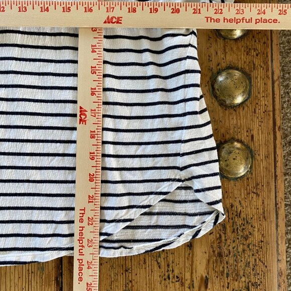 Max Studio Womens Striped Short Sleeve Top XL Casual Lightweight White Black - Picture 6 of 6